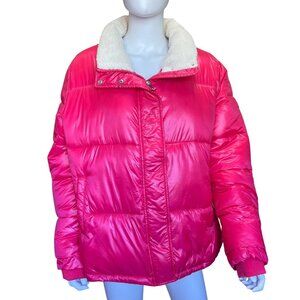 Kookaburra by UGG Bright Pink Puffer Jacket With Removable Sherpa Collar Size XL